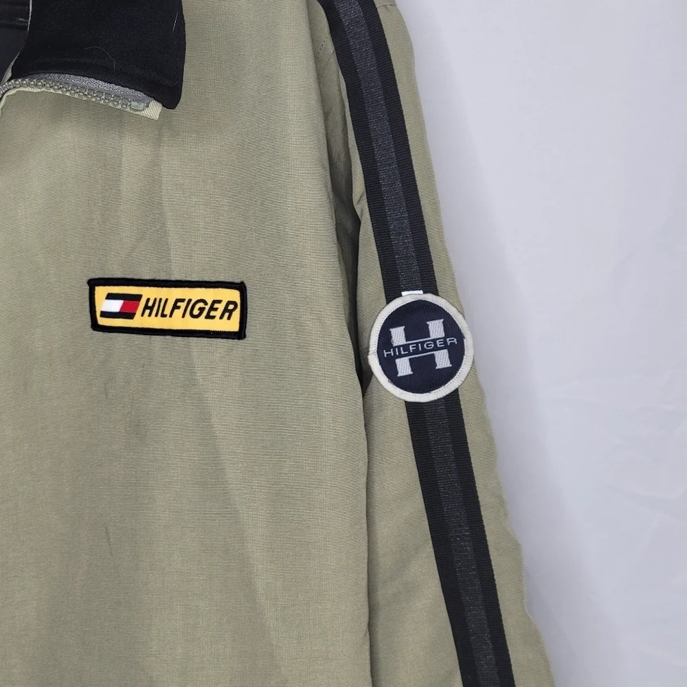 Vintage 90s Tommy Hilfiger Racing Jacket in Olive Green Size Large